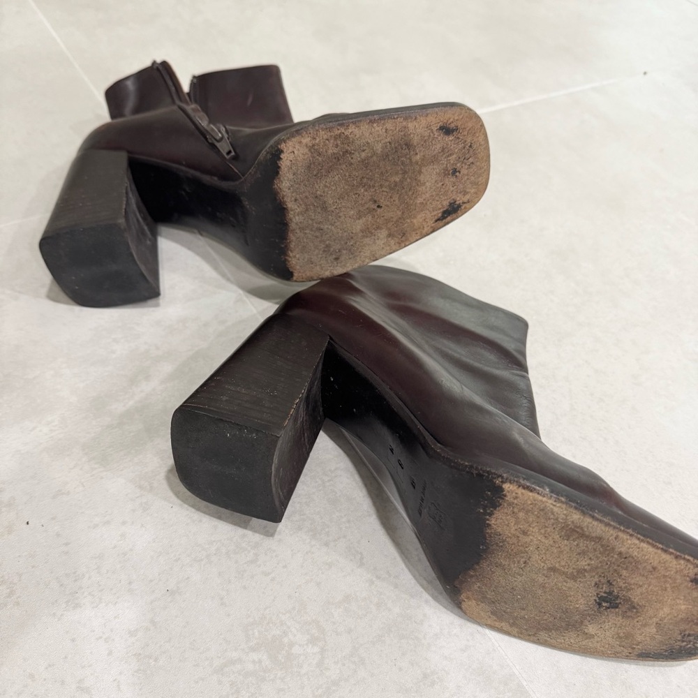 Via Spiga Maroon Heeled Leather Boots - Picture 8 of 9